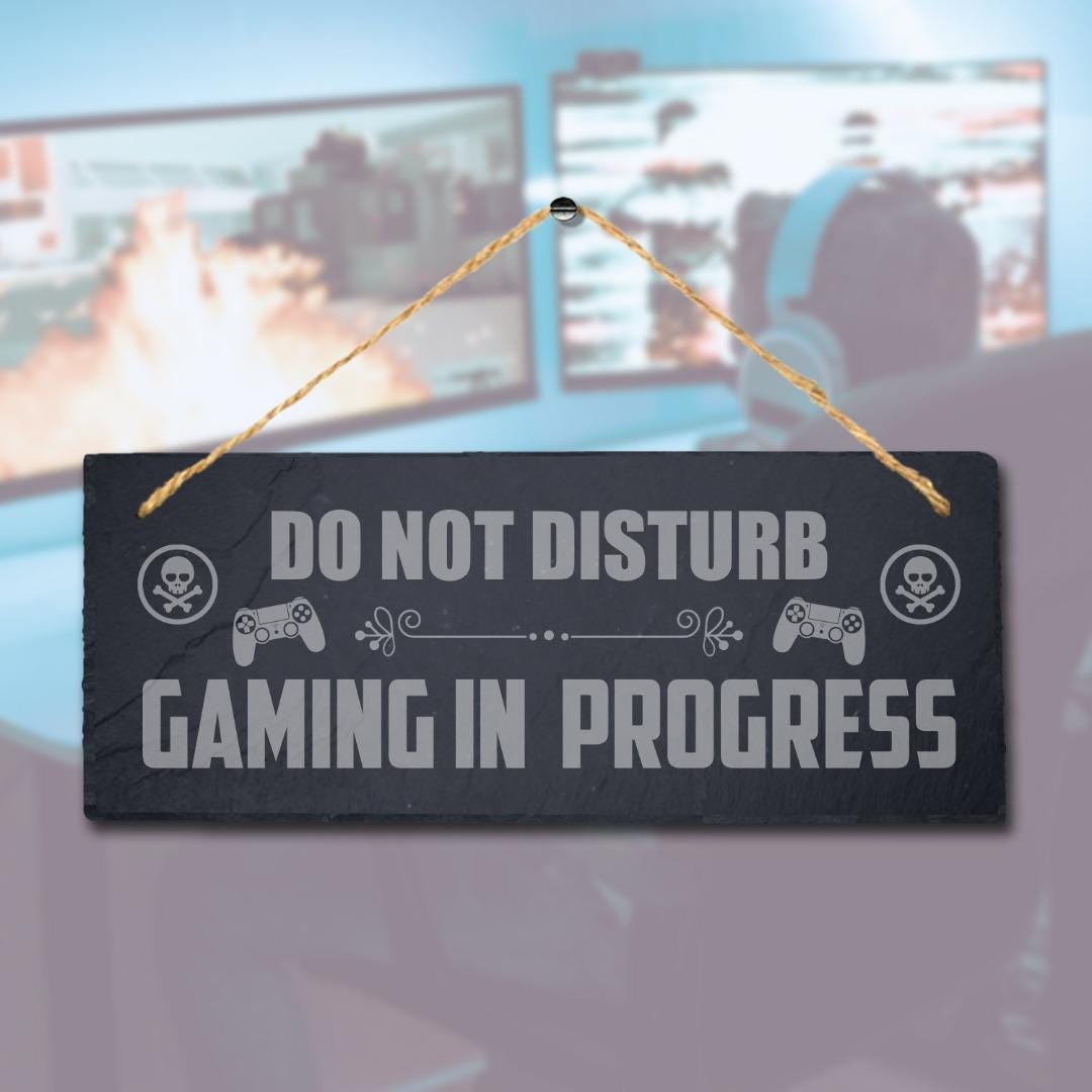 Do Not Disturb Game In Progress Laser Engraved Hanging Slate Home Plaque Sign