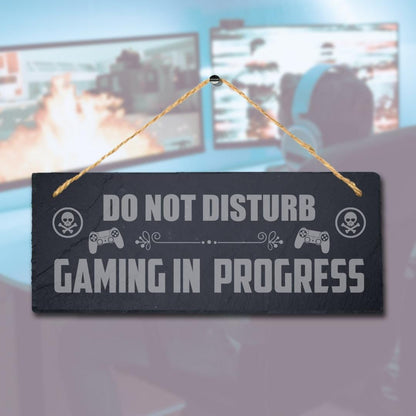 Do Not Disturb Game In Progress Laser Engraved Hanging Slate Home Plaque Sign