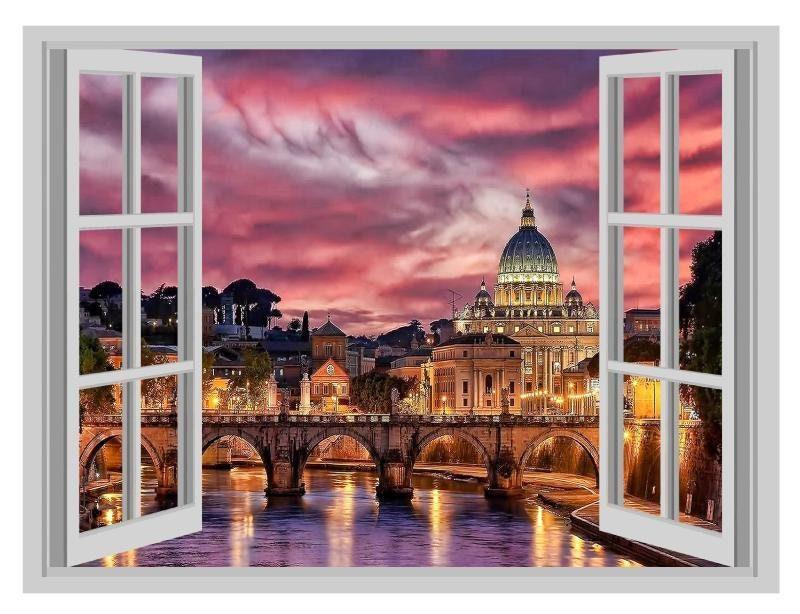 St. Peter's Basilica 3D Window Wall Sticker: Majestic Rome View