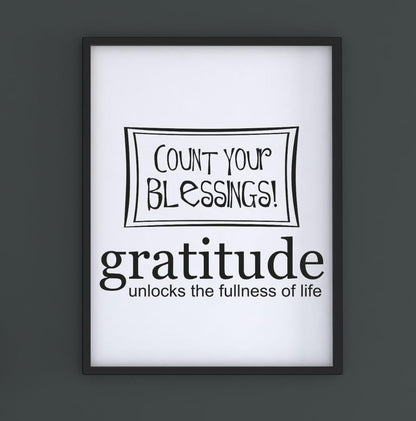 Count Your Blessings Motivational Inspirational Positive Quote Poster Wall