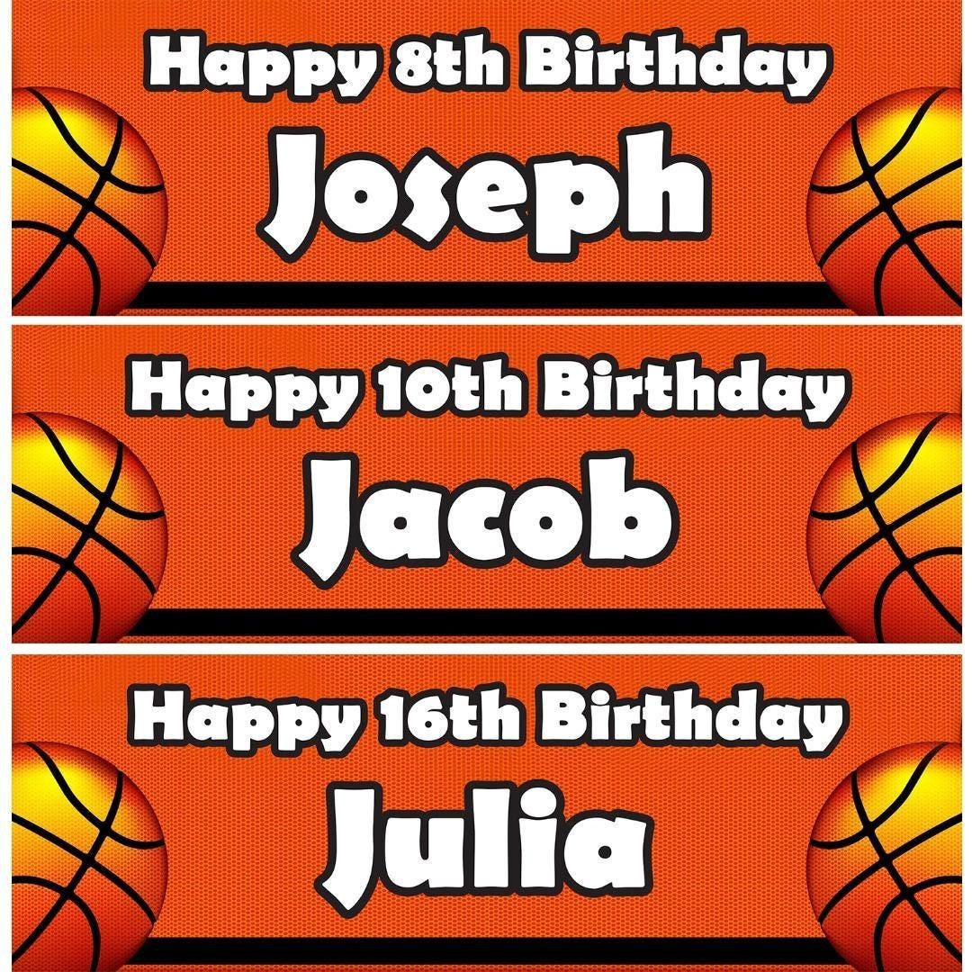 Personalised Basketball Birthday Banner: Sports Party Decoration (Set of 2)