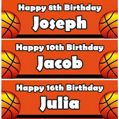 Personalised Basketball Birthday Banner: Sports Party Decoration (Set of 2)