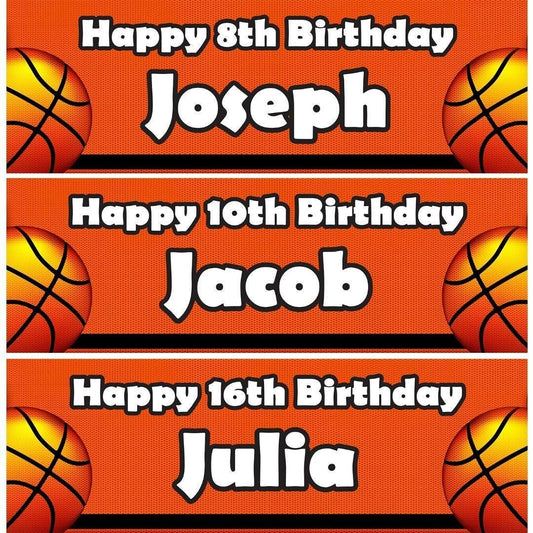 Personalised Basketball Birthday Banner: Sports Party Decoration (Set of 2)