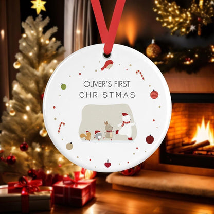 Personalised Babys First Christmas  Ceramic Bauble 1st Xmas Tree Hanging Keepsake Moment Gift