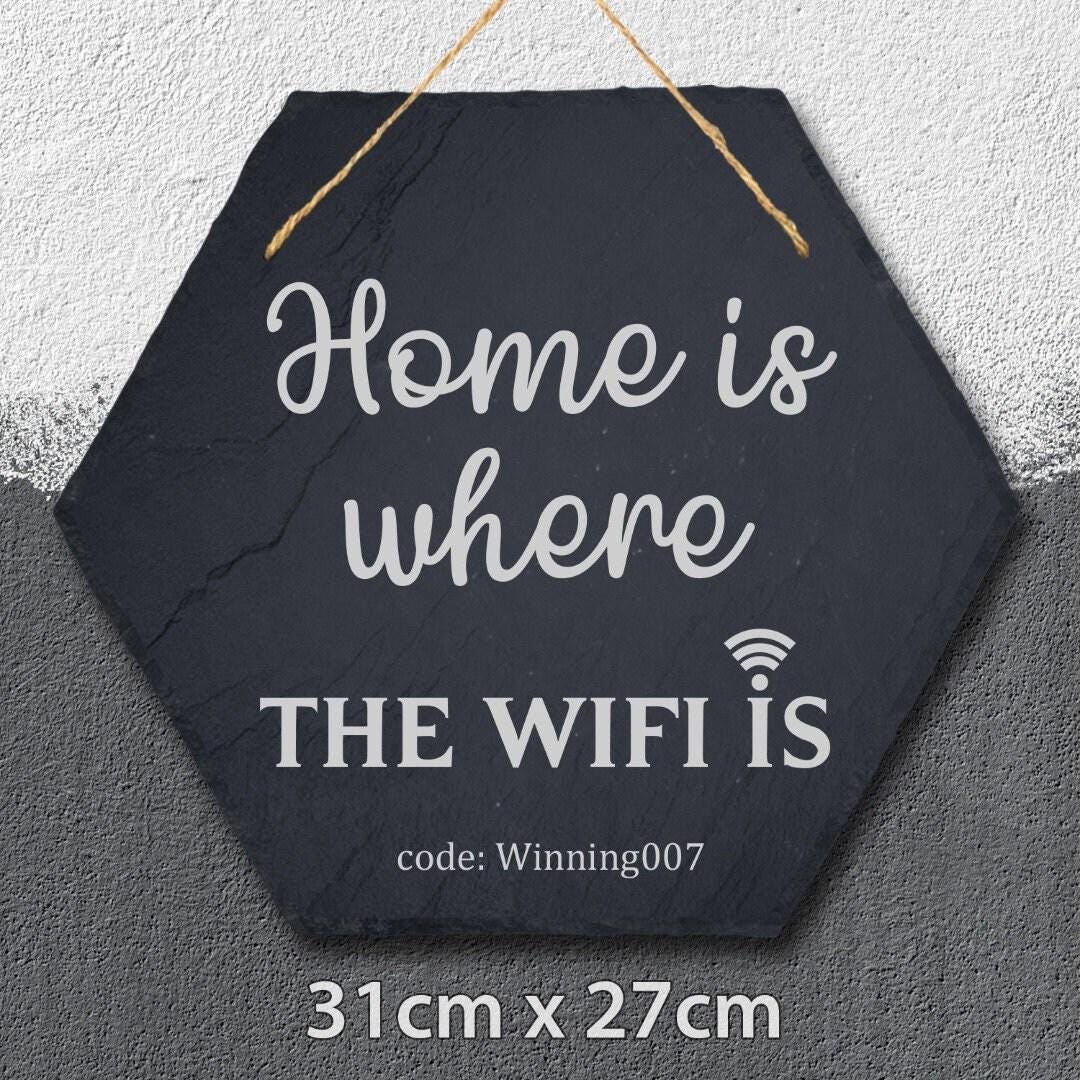 Family Wifi Code Home Guest Personalised Hanging Slate Sign House Warming Gift