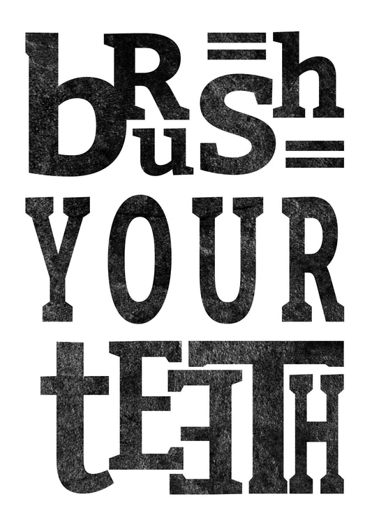 Brush Your Teeth Reminder Nursery Bedroom Boys Girls Wall Decor Poster Print