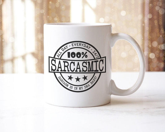 All Day Everyday 24/7 100% Sarcasmic - Ceramic Novelty Mug & Coaster Coffee Tea Cup Gift