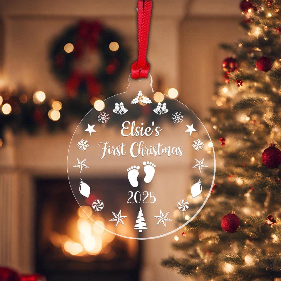 Personalised Babys First Christmas Bauble 1st Xmas Hanging Tree Decoration Gift