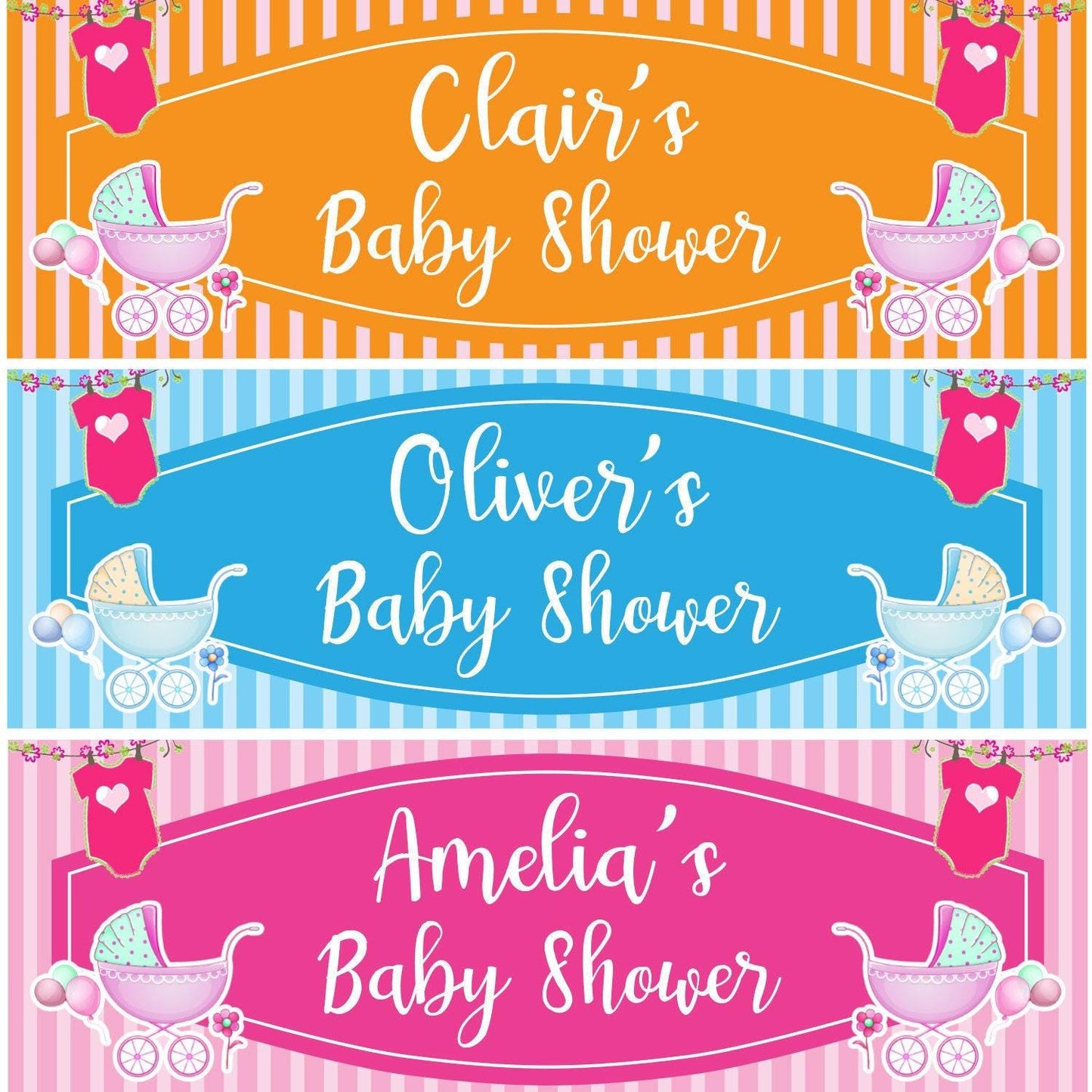 2 Personalised Baby Shower Celebration Banners - New Mum To Be - Party Decoration Posters