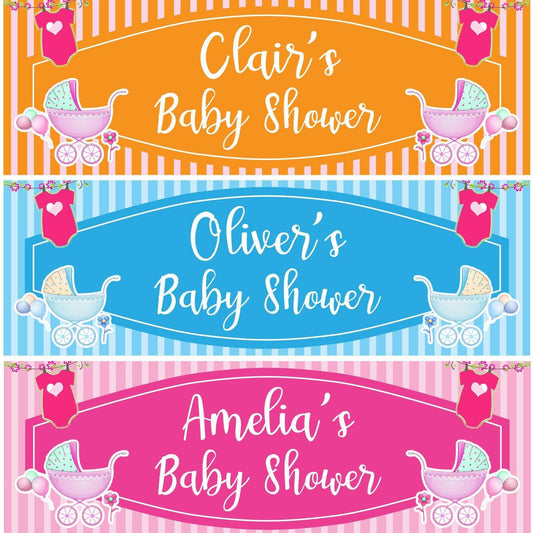 2 Personalised Baby Shower Celebration Banners - New Mum To Be - Party Decoration Posters