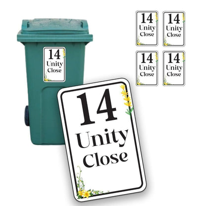 Personalised Wheelie Bin Sticker Street Number Name Road Dustbin  Waterproofvinylsticker