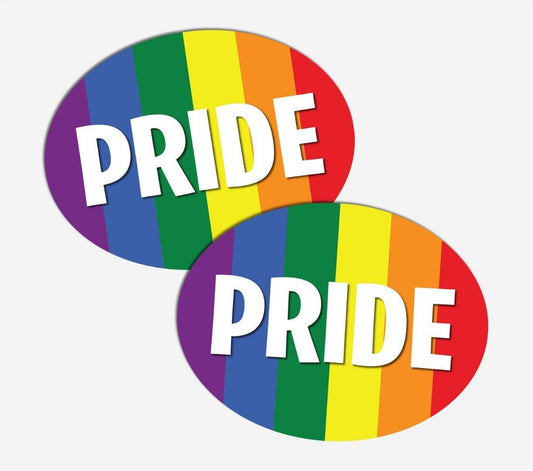 2 X Pride Car Stickers Rainbow Flag Oval Self-adhesive Vinyl Car, Van, Lorry