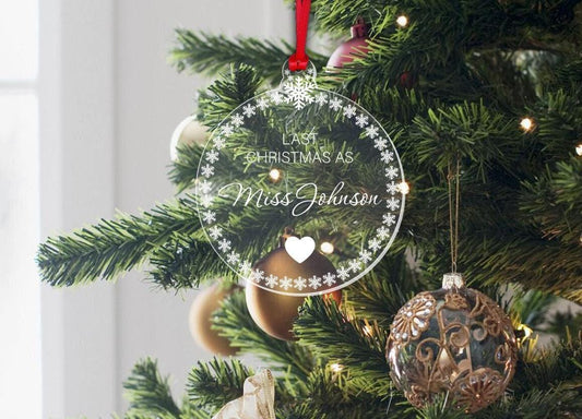 Personalised Last Christmas As Miss Bauble Xmas Hanging Ornament Decoration Gift