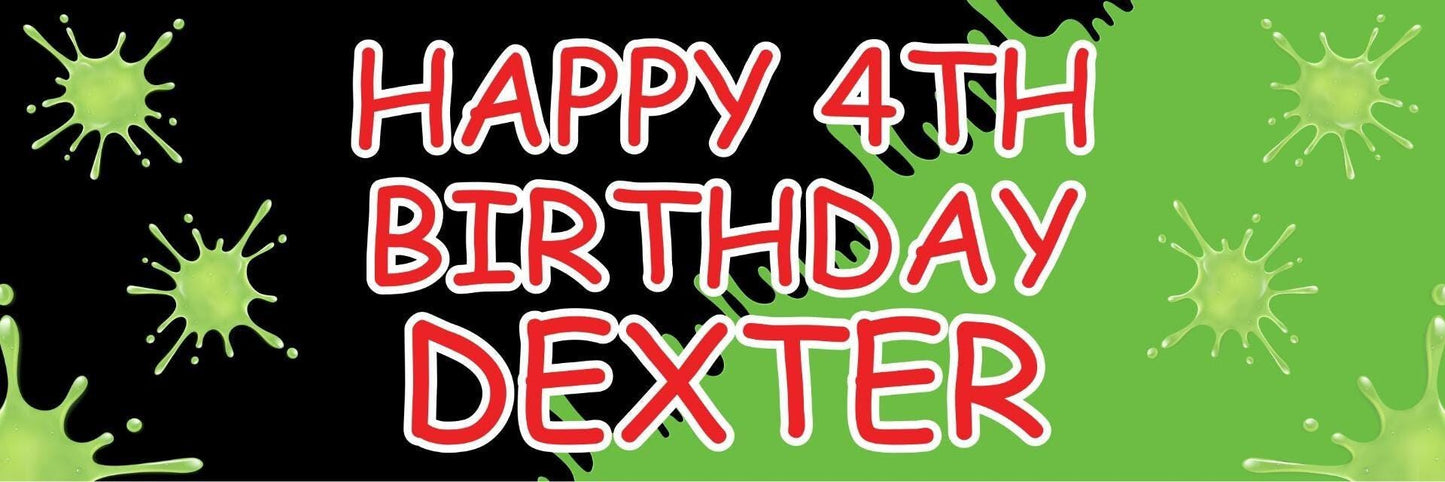 2 Personalised Slime Birthday Kids Party Celebration Banners Decoration Posters