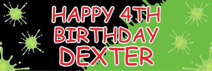 2 Personalised Slime Birthday Kids Party Celebration Banners Decoration Posters