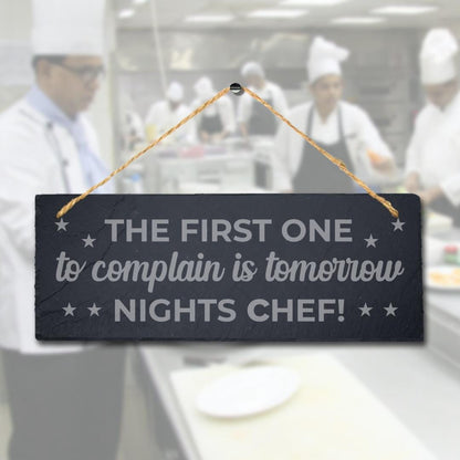 Night Chef Hanging Slate Sign Engraved Plaque Restaurant Kitchen Funny Home Gift