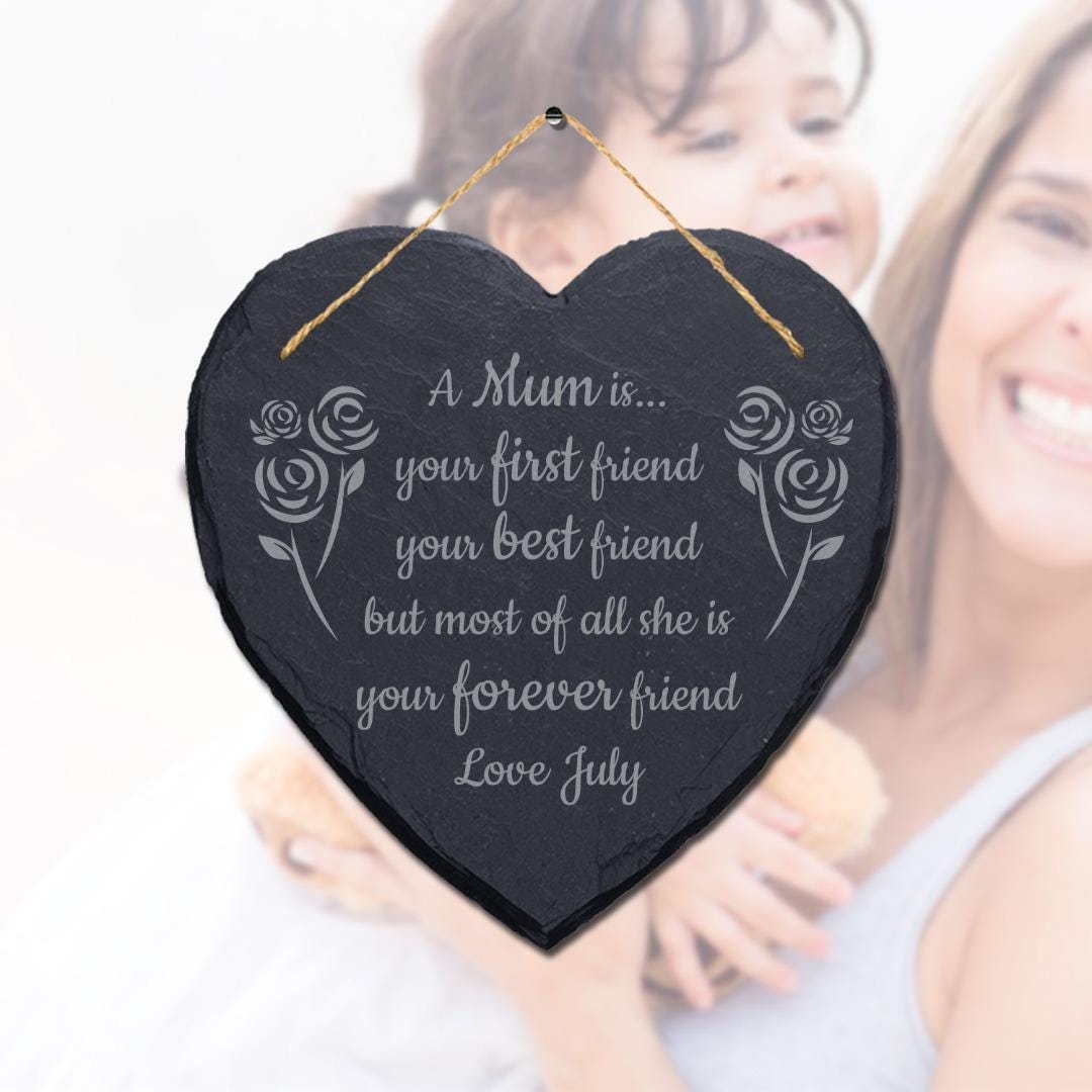 Personalised Mum Mom Mam Heart Slate Plaque Birthday Christmas Mothers Day Gifts