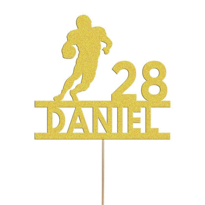 Personalised Rugby Cake Topper: Glitter Sports Fan Decoration