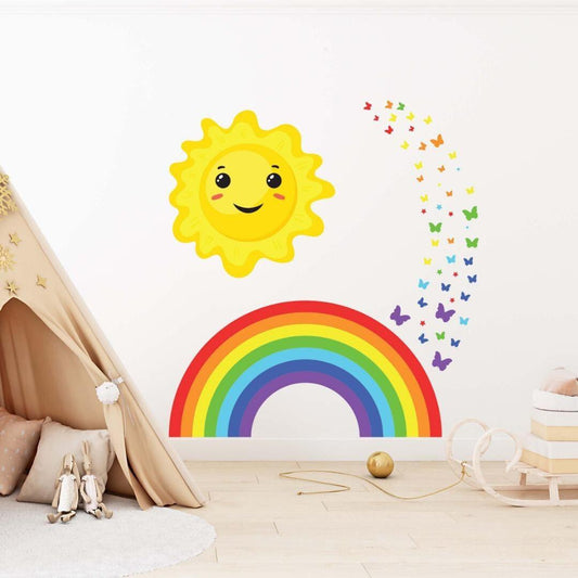 Sunshine Smiling Face Wall Sticker Kids Bedroom Nursery Boho Rainbow Sun Vinyl