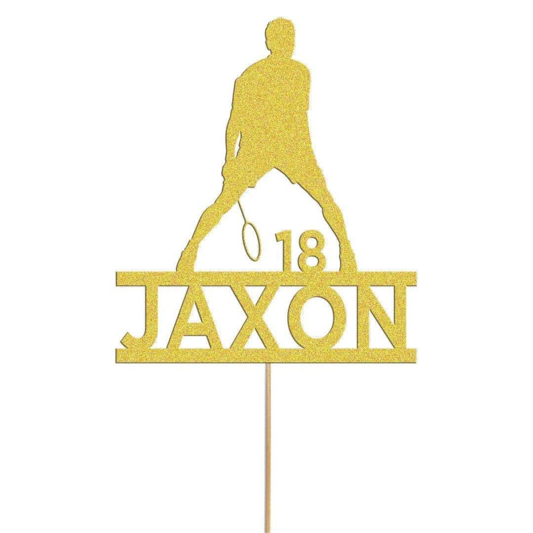 Personalised Badminton Cake Topper: Glitter Decoration With Custom  name & age