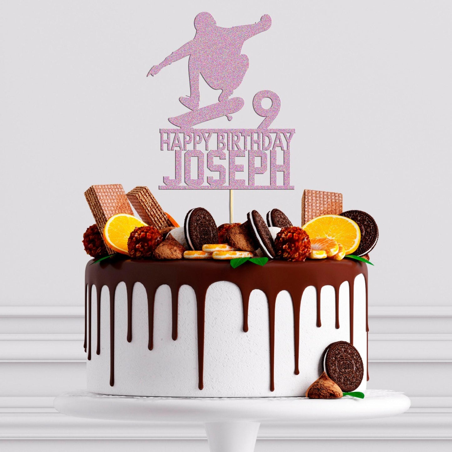 Skateboard Cake Topper Custom Skater Birthday Cake Decoration Any Name Age