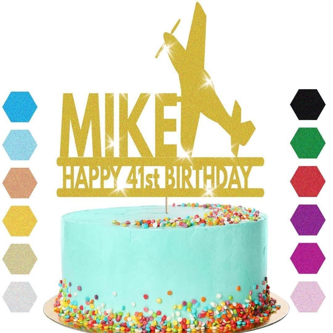 Personalised Aeroplane Birthday Cake Topper Airplane Decoration Any Name Age
