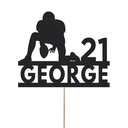 Personalised Glitter Rugby Cake Topper: Any Name & Age
