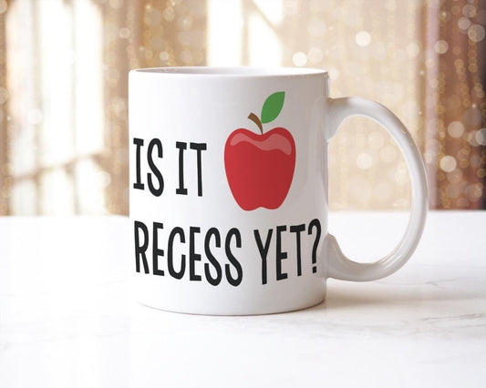 Is It Recess Yet Mug & Coaster Set Teacher Teaching Assistant Student Tea Gift
