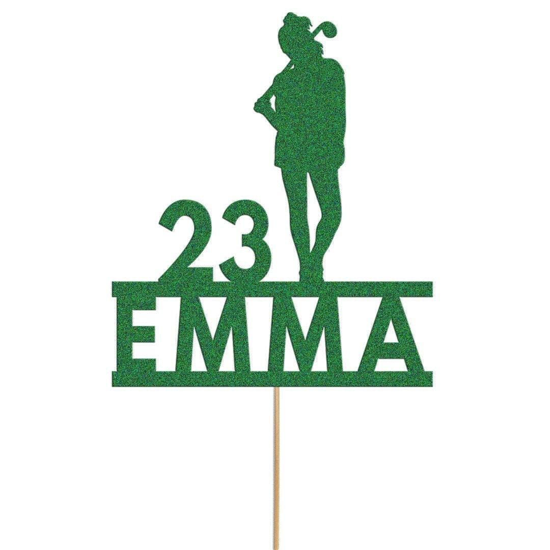 Personalised Glitter Lady Golfer Cake Topper: Any Name & Age