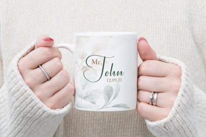Personalised Couple Mr. And Mrs. Mug Set  Gift For Wedding Custom Name Date Coffeemugforcouples