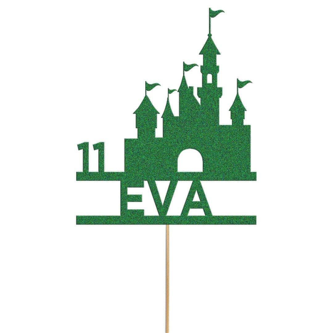 Personalised Glitter Princess Castle Cake Topper: Birthday Party Decoration