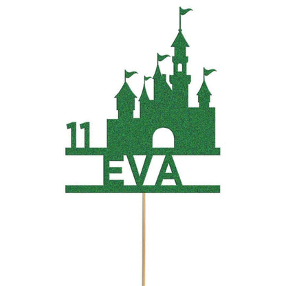 Personalised Glitter Princess Castle Cake Topper: Birthday Party Decoration