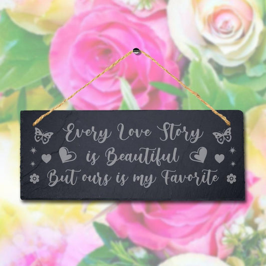 Engraved Slate Love Story Plaque, Rustic Home Decor