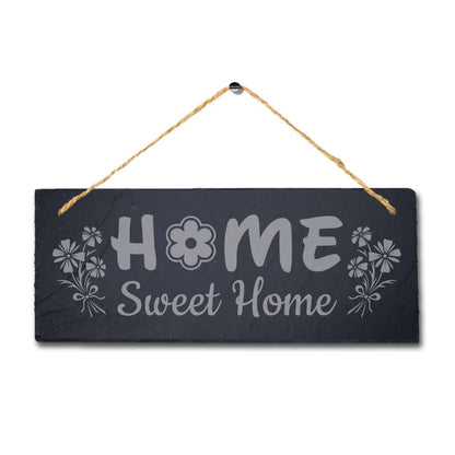 Home Sweet Home Laser Engraved Hanging Slate Family Love Wall Door Plaque Sign