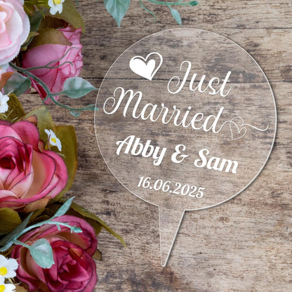 Personalised Engraved Wedding Cake Topper Just Married Acrylic Decoration