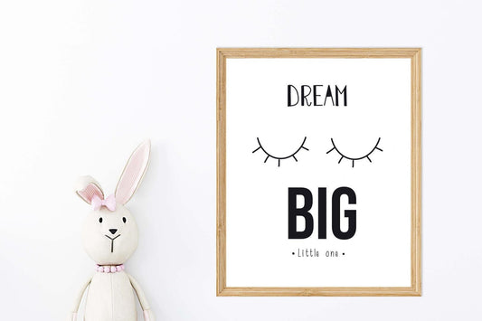Dream Big Eye Lashes Kids Boho Hand Painted Effect Nursery Wall Art Print Poster