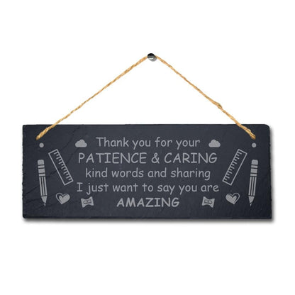 Amazing Teacher Thank You Gift Engraved Slate Sign Patience School Leavers
