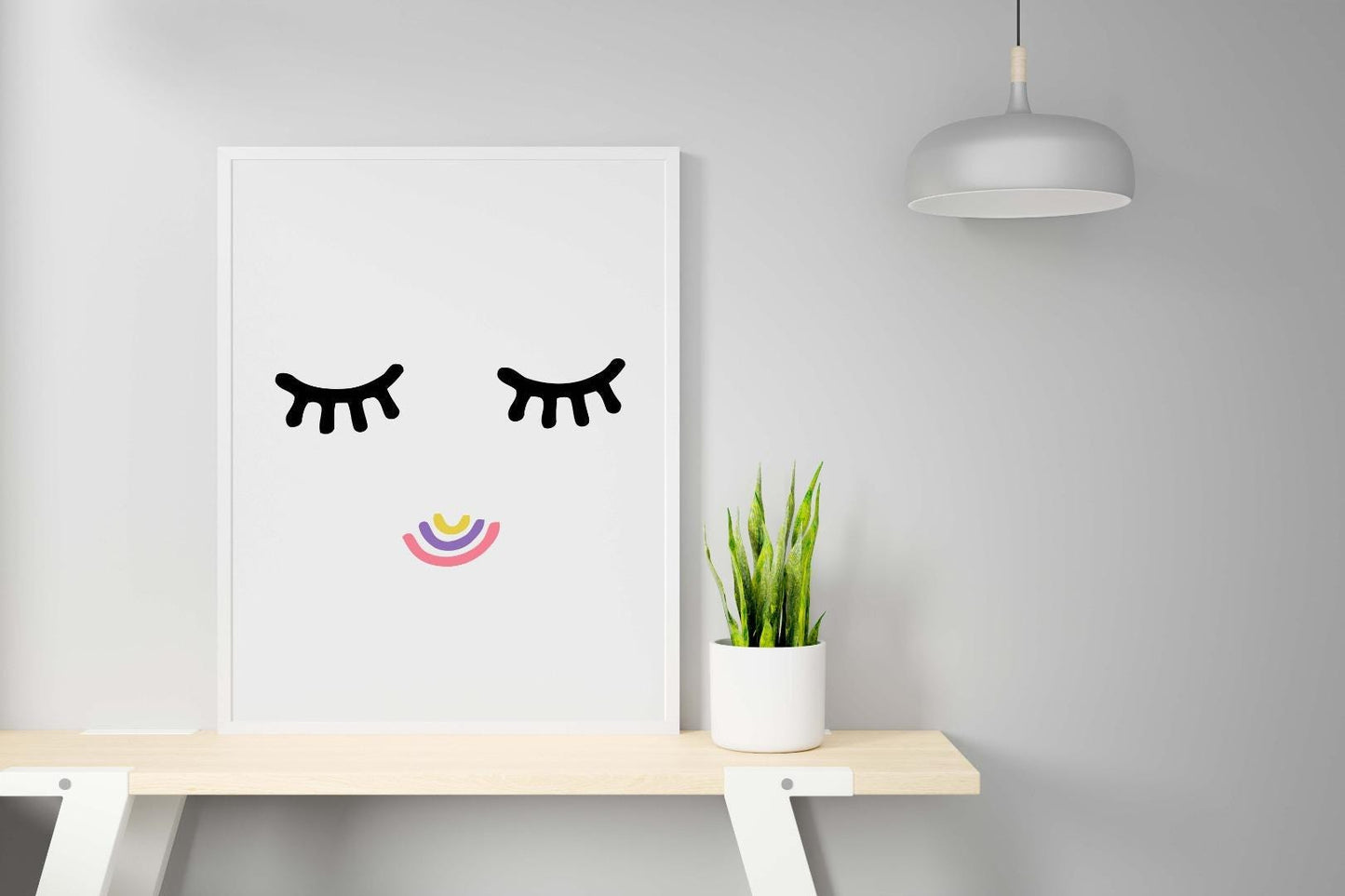 Cute Eyelashes Smile Colours Nursery Bedroom Boys Girls Wall Decor Poster Print