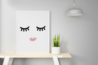 Cute Eyelashes Smile Colours Nursery Bedroom Boys Girls Wall Decor Poster Print