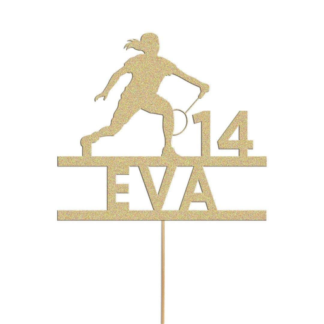 Custom Glitter Tennis Cake Topper: Personalised Birthday Party Decor