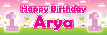 Personalised 1st Birthday Banner: Custom Name Party Decoration (Set of 2)