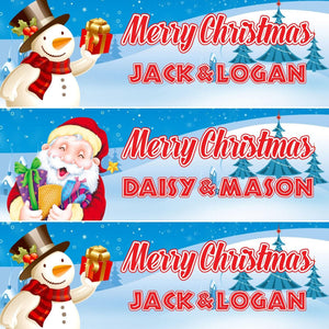 2 Personalised Christmas Santa Or Snowman Xmas Celebration Banners Party Posters