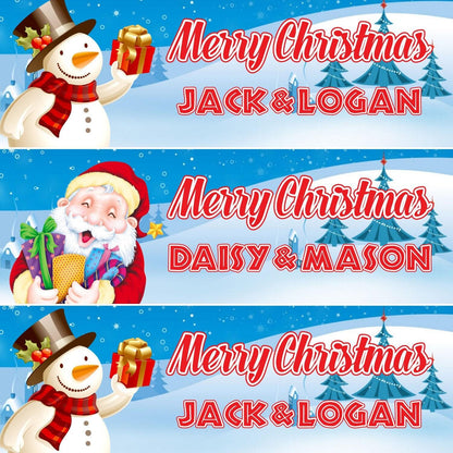 2 Personalised Christmas Santa Or Snowman Xmas Celebration Banners Party Posters