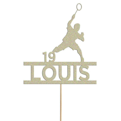 Personalised Glitter Badminton Cake Topper: Any Name & Age