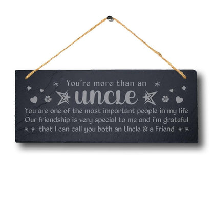 Engraved Slate Uncle Gift: Hanging Plaque Sign with Jute Rope