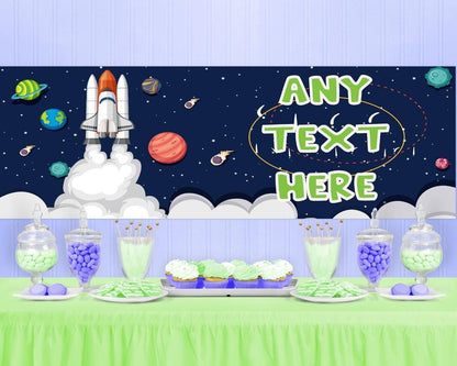 Personalised Space Birthday Banner: Galactic Party Decoration, Set of 2