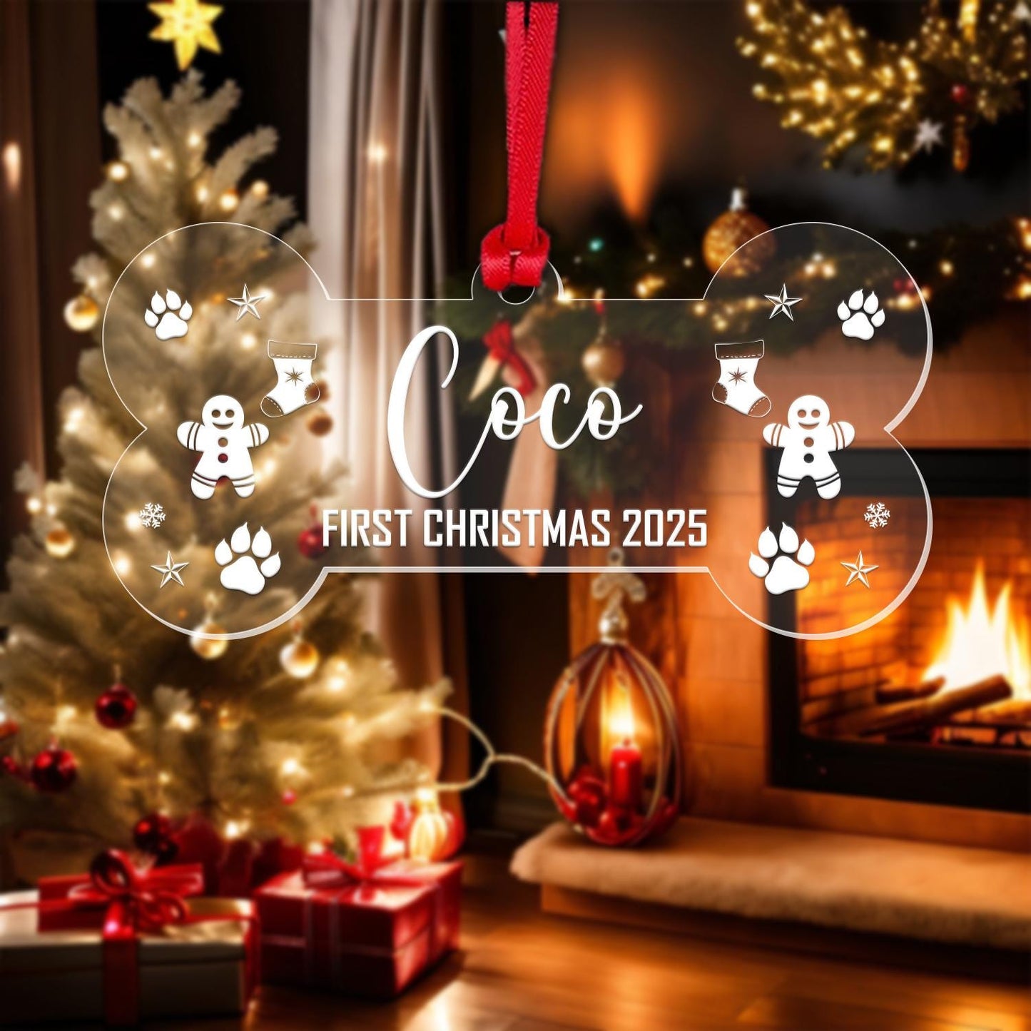 Personalised First Christmas Bauble Cat Dog Rabbit Fish Xmas Tree Hanging Decor Keepsake Gift