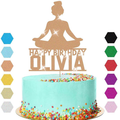 Yoga Girl Cake Topper Personalised Gymnastic Birthday Cake Decoration Any Name