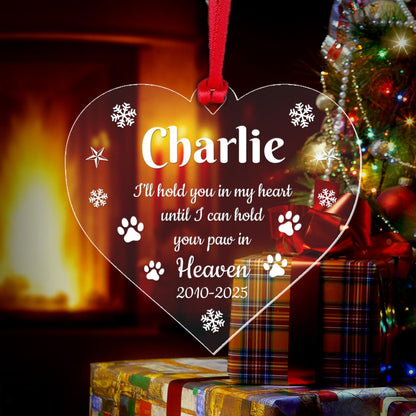 Personalised Pet Memory Christmas Bauble Dog Cat Memorial Paw Xmas Hanging Gift