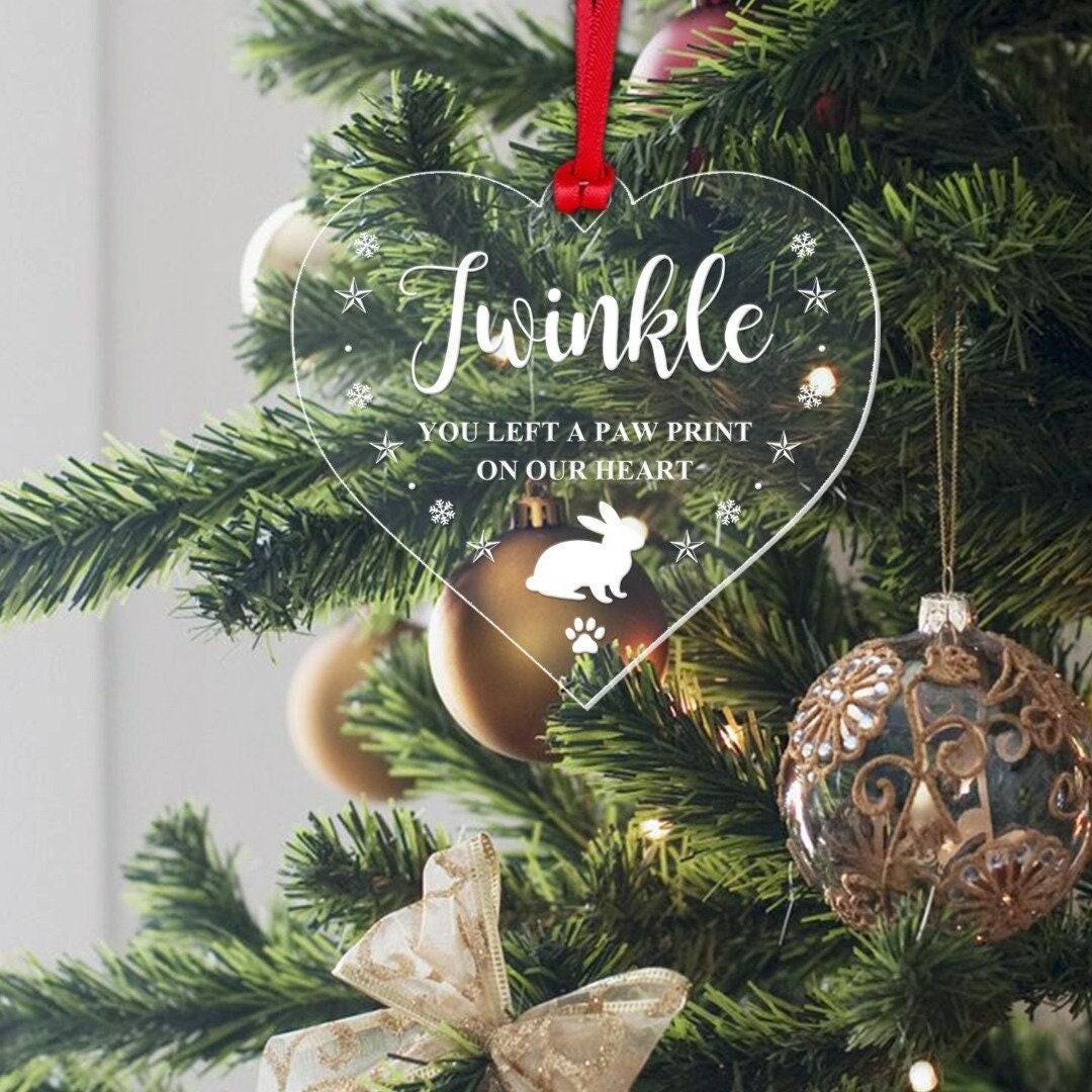 Personalised Rabbit Memory Christmas Bauble Pet Memorial Xmas Tree Keepsake Gift